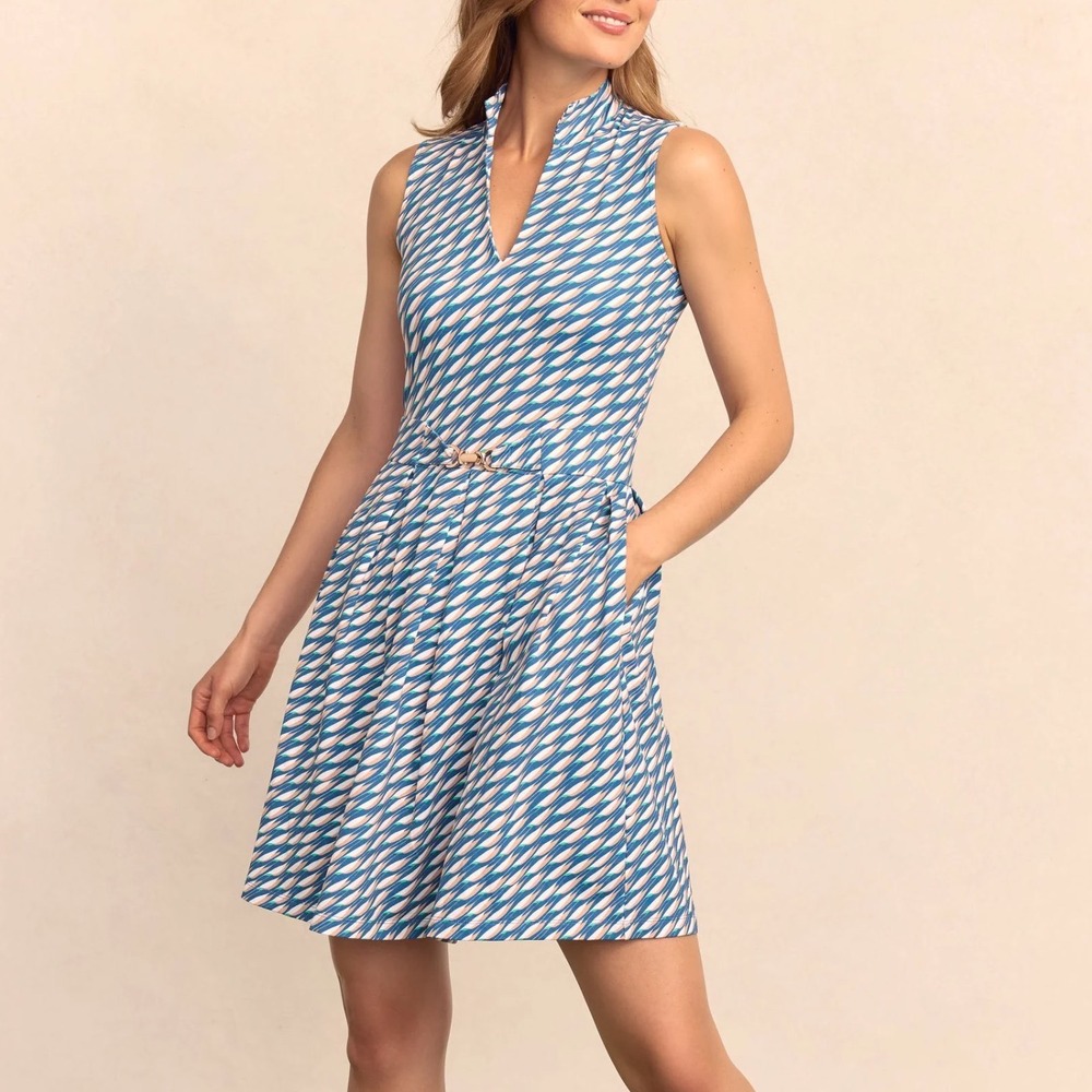 J. McLaughlin Steffi XL Geometric Print Sleeveless activewear Dress willow brook